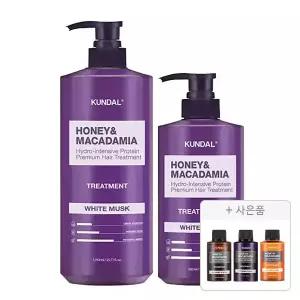쿤달 네이처 트리트먼트 화이트머스크 1058ml, 1개+500ml, 1개+증정(샴푸 일랑일랑 100ml+트리트먼트 일랑일랑 100ml+바디워시 일랑일랑 100ml 각 1개 (총 3개))
