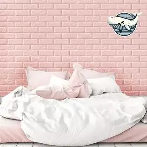 [하프클럽/알티피아]핑크 벽돌 패턴 단열 비닐 시트지 인테리어