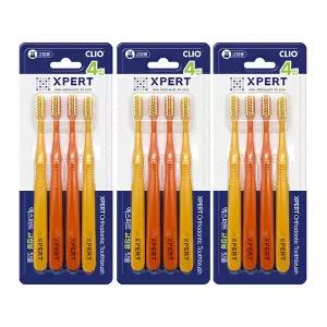 크리오 엑스퍼트 교정용 고탄성 슬림헤드 라운드모 칫솔 4입, 3개