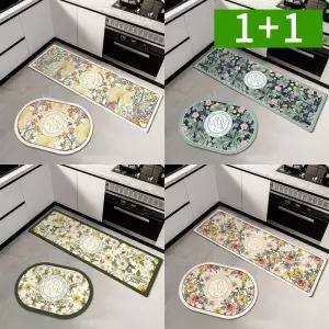 [1개+1개] 규조토 발매트 주방 욕실 미끄럼방지 빨아쓰는 매트 타원형