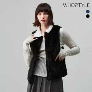 후스타일 여성 천연모피 소프트 퍼 리버시블 베스트