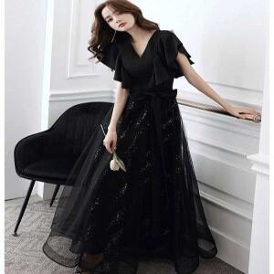 블랙 피아노 연주복 블랙드레스 이브닝 합창 파티룩 연주회 셀프웨딩 콩쿨의상 돌잔치