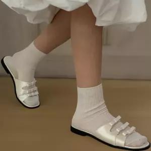 여성 여름 스트랩 리본 오픈토 샌들 슬리퍼