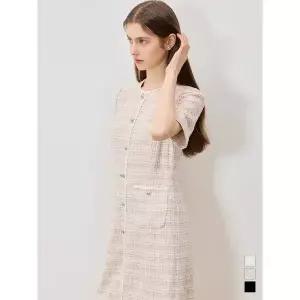 [하프클럽/]프리미엄 에디션 트위드 반팔 원피스 (택가격 498000원)