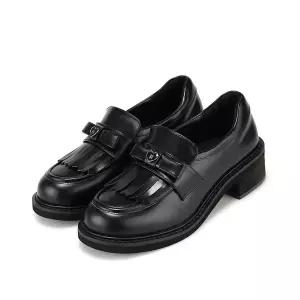 [BABARA][본사운영] 바바라 소가죽 리본 하트 장식 여성 로퍼 5cm_BBH541