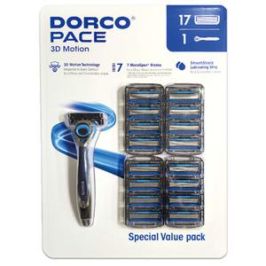 도루코 페이스 3D모션 면도기세트 면도기 1개+면도날 17개 /저자극/피부보호/7중날/부드러운/