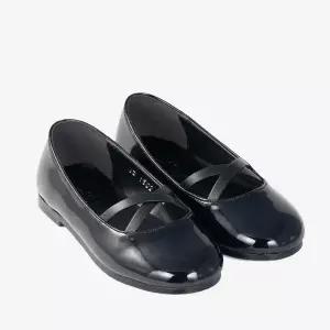 [보리보리/아이들]1502 키즈 & 맘 에나멜 크로스 스트랩 플랫슈즈 - 블랙