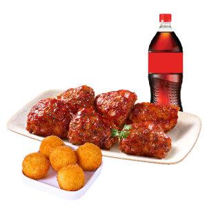 [노랑통닭] (6PCS)싸이 바비큐+치즈볼(오)+콜라1.25L