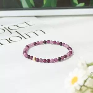 14k 골드필드 컷팅 자수정 원석팔찌 4미리 크리스탈 파워스톤 천연석 레이어드 얇은팔찌