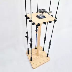 로드 거치대 회전 낚시대 원목 16구