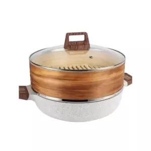 편백나무찜 숙주차돌박이 채소 호빵 찜 딤섬 찜통 미색직경24cm