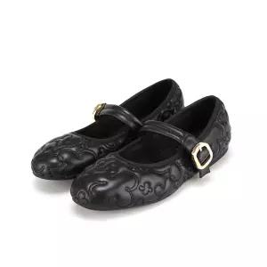 바바라 양가죽 골드 비죠 퀄팅 여성 플랫 슈즈 1cm_BBH546