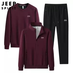 JEEP SPIRIT 패션 새로운 가을 겨울 남성 트레이닝복 루즈 스포츠 3피스 세트