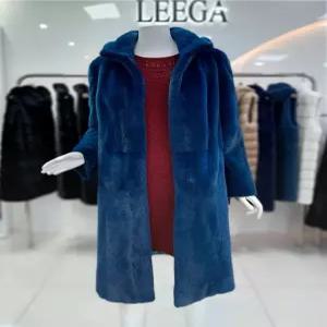 [리가모피]후드 밍크 휘메일 롱코트