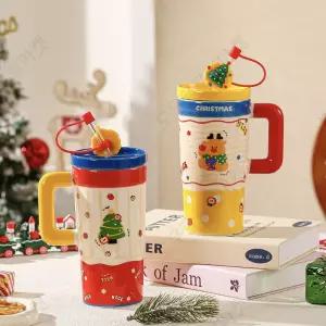 크리스마스컵 머그컵 대용량 670ml 식세기세척가능 트리 학원 카페 교회 성탄절 선물 구디백 산타 커플 도자기컵 커플