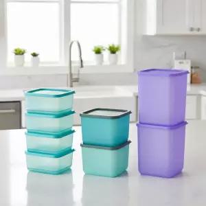 타파웨어 싱싱 블록 정사각 세트 (8) 밀폐용 반찬통