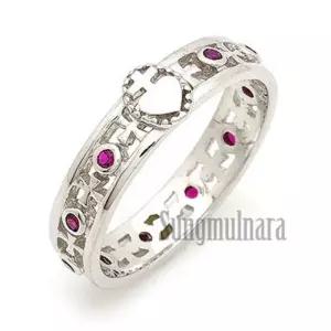 묵주반지 성심 십자가 루비 무회전 7-24호 P0000BKR