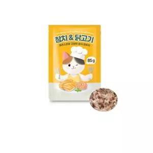 [1+1 대용량] 캣츠스프링 고양이 습식 간식 참치닭고기 85g X10팩