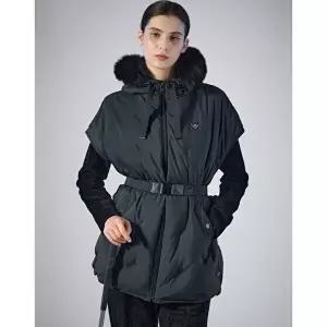 [닥스골프]닥스 골프 여성 [PREMIUM] 블랙 구스다운 자수 디테일 후드 오버 베스트  (DNJU5D728BK)