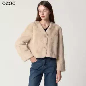 오조크 페이크퍼 브이넥 숏 자켓