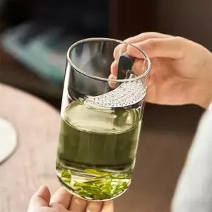 GGRO 일체형 차거름망 찻잔 유리찻잔 찻잎거름망 홍차잔