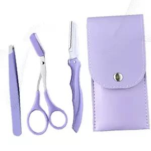 눈썹정리도구 휴대용 미니가위 핀셋 칼 파스텔 퍼플 뷰티케어 세트
