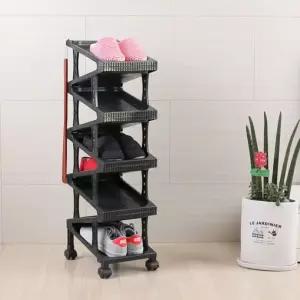 공간활용 지그재그 신발정리대 현관정리 신발장 9단플라스틱슈즈랙 수납장 수납대 슈즈렉 다용도 선반 발코