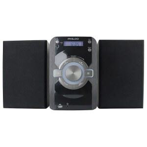 디지털 FM 라디오, 블루투스 스트리밍, 검은색 리모컨이 있는 필코 미니 스테레오 선반 시스템 CD 플레이어 | LCD 디스플레이 3.5mm 헤드폰 잭 MP3 및 AUX 포트 호환 USB 재생