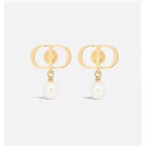 [DIOR]Petit CD 골드 피니시 귀걸이 화이트 레진 진주 133105593