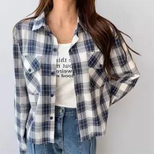 여성용 캐주얼 면 레터링 민소매 셔츠 체크 블라우스 세트