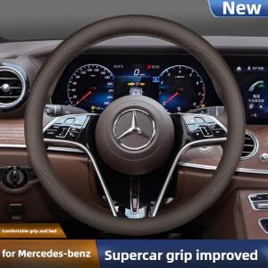 메르세데스 벤츠 호환 W214 E300e C200 GLE450 GLB220 2025 액세서리용 가죽 자동차 핸들 커버