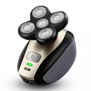 남성용 대머리 면도기 - Telfun 업그레이드 5-in-1 전동 헤드 100 방수 무선 습식/건식 듀얼 트랙 5개