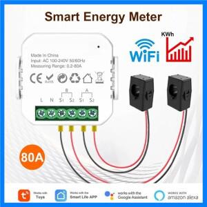 투야 스마트 라이프 WiFi 디지털 에너지 미터 80A (CT 클램프 센서 앱 포함) 실시간 모니터 전력 소비량 10