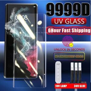 [호환품]삼성 호환 S24 S21 S20 S10 S22 S23  플러스 커브드 엣지 유리 노트 9 UV 탑 스크린 보호대 3 개