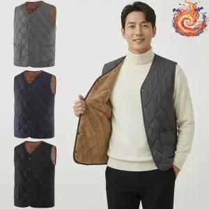 비엠 남성 겨울 융기모 털 조끼 (2개) 신사 정장 이너 양털조끼 아빠 할아버지 선물