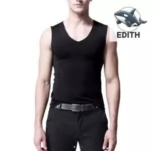 남성 무봉제 기능성 브이넥 민소매 블랙 쿨나시 시원한 남성상의 남자상의