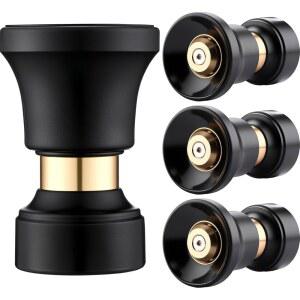 블루루 4개 소방관 호스 노즐 5/8인치 고강도 고압 황동 누수 방지 조절 가능한 세차, 파티오 청소, 잔디 및 정원 물주기, 샤워 반려동물용 물 분사기