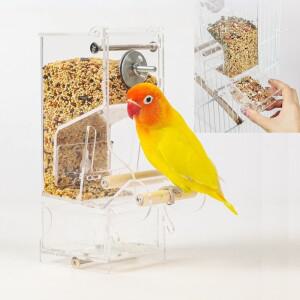 앵무새 케이지 용품 포함 투명 자동 아크릴 새 모이통  사료통