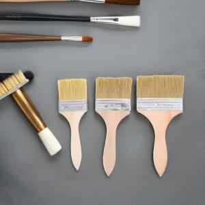 파니식 3개입 나무 손잡이 페인트 브러시 세트 평면 트림 페인팅  목재 스테인 바니시 벽 DIY 홈 개선 프로