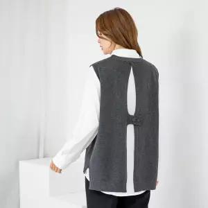 [모슬린]엄마옷 라운드 니트 레이어드 롱조끼 512FGH202 마담중년여성빅사이즈50대60대