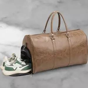 남녀 공용 해외여행 대형 핸들 가죽 보스턴 가방