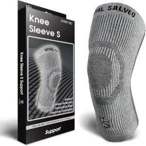 바이탈 살베오 무릎 압박 슬리브 보호대 S-서포트 농구 체육관 운동 스포츠 라이트 그레이 (1PC) 대형