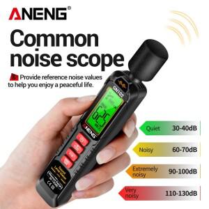 ANENG GN102 디지털 소음 측정기 데시벨 테스터 센서 30-130dB 주변 방풍 스폰지 사운드