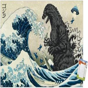 트렌드 인터내셔널 고질라 - 그레이트 웨이브 월 포스터 22.37인치 x 34.00인치 및 마운트 번들