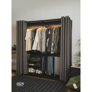 시스템 커튼 장롱 선반 가정용 자취방 원목 120cm 스 블루 캐비닛 침실 코트