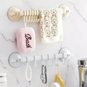 회전식 6단 훅 정리걸이 무타공 흡착 수납걸이 (WFKBQK9)