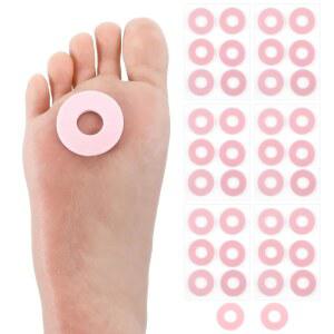 [미국배송] 발바닥용 36개 캘러스 쿠션 발용 도넛 패드 여성 및 남성용 자가 접착 쿠션 콘 신발과 발의 마찰을 방지하는 핑크색(큰 원형)