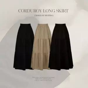 핫핑 [하체완벽커버/코지무드] 제이린 A라인 잔코듀로이 밴딩 캉캉 롱스커트