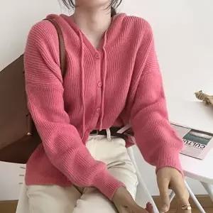 부드러운 신축성 적당한 두께감 후드 니트 가디건 (KYR-W968E99)