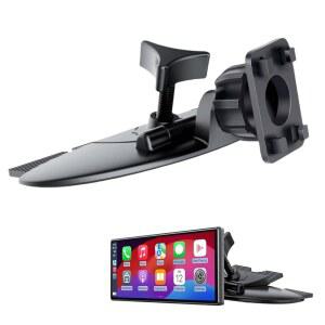 Epronic CD 슬롯 17mm 볼 어댑터 GPS 마운트, 카플레이 스크린용, 4버튼 잠금 장치, 7-10.26인치 휴대용 모니터 휴대폰 백업 카메라 자동차 자동 스테레오 GPS와 호환